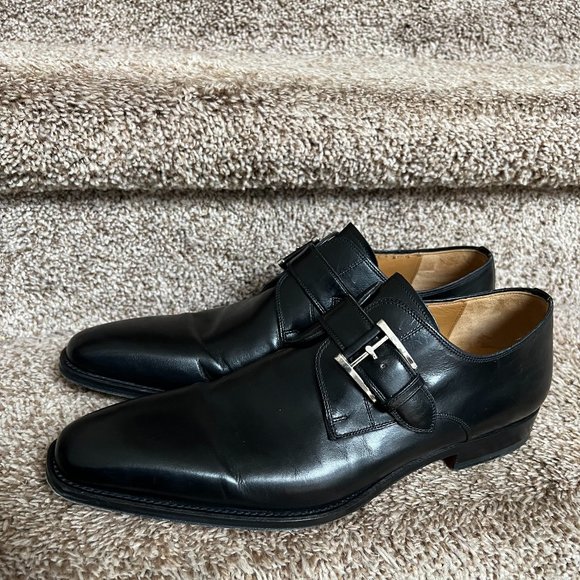 Magnanni Men's Marco Black Monk Buckle Strap Dress